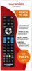 A product image featuring a remote control with various text overlays and graphics. Náhľad obrázku produktu