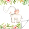 MuchoWow® Poster Elefant - Aquarellfarbe - Blumen - Produktbild-Vorschau 1