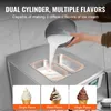 A person is pouring liquid into a commercial ice cream machine, with images of ice cream cones below. Podgląd zdjęcia produktu