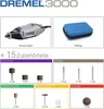A collage of images showing a Dremel 3000 tool, its softbag, and various accessories for different tasks. Produktbild-Vorschau