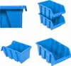 A collage of four images showing blue storage bins from different angles. Náhled obrázku produktu