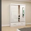 Schwebetürenschrank Kleiderschrank 150 cm Weiß/Weiß Produktbild-Vorschau 1