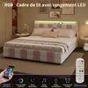 Lit 160x200 cm blanc/rose en velours avec 4 tiroirs, LED 7 Voir les images du produit 3