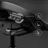 Close-up of a black ergonomic office chair's control panel and seat. Anteprima dell’immagine prodotto