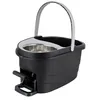 A black spin mop bucket with a silver spinner and a gray handle is shown against a white background. Podgląd zdjęcia produktu