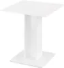 A white square-top table with a pedestal base. Produktbild-Vorschau
