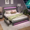 Letto imbottito ProximaX 160x200 cm grigio con LED RGB – Anteprima dell’immagine prodotto 1