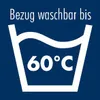 An icon showing a washing basin with water and text indicating washing instructions. Produktbild-Vorschau