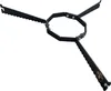 A black metal stand with three legs, designed to hold a round object. Produktbild-Vorschau