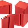 A collage of four close-up images of a red metal cabinet. Voir les images du produit