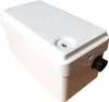 A white wastewater pump unit with a black outlet pipe on a white background. Voir les images du produit