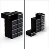 Two arrangements of black storage boxes with clear drawers, shown against a white background. Anteprima dell’immagine prodotto