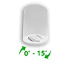 A white cylindrical ceiling light fixture with a rotatable head, shown against a white background with green arrows and text indicating an adjustable angle. Náhled obrázku produktu