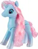A toy unicorn with blue body and pink mane and tail, standing on a white background. Produktbild-Vorschau