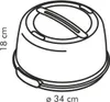 A line drawing of a cake carrier with dimensions indicated. Náhled obrázku produktu