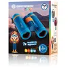 The image shows the packaging of Bresser Junior binoculars, with a background image of mountains and a cartoon character. Produktbild-Vorschau