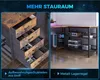 A collage showing two different storage solutions for a desk setup: fabric drawers and a metal shelving unit. Anteprima dell’immagine prodotto