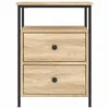 A product shot of a wooden bedside table with two drawers and a shelf above. Náhled obrázku produktu