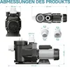 WilTec Poolpumpe 19200 l/h 750 W Schwimmbadpumpe Produktbild-Vorschau 4