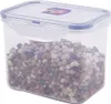 A clear, well-lit studio shot of a transparent food storage container filled with mixed beans and peas, set against a plain white background. Produktbild-Vorschau