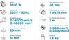 A diagram showing the technical specifications of a power tool. Produktbild-Vorschau