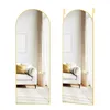 Two images of a full-length arched mirror, one showing it freestanding and the other with over-the-door hooks. Náhled obrázku produktu