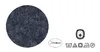 A close-up of blue melange flannel fabric with laundry care symbols and a cotton certification logo. Produktbild-Vorschau