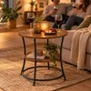 Relaxdays bijzettafel, met 2 plateaus, hoogte x diameter: Productafbeelding-voorbeeld 6