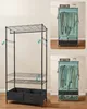 A collage showing a wire garment rack with teal fabric covers and clothes inside. Náhled obrázku produktu