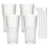 4er Set Geriffelte Trinkgläser 550ml inkl. Glashalme und Produktbild-Vorschau 2