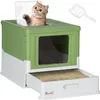 PawHut Katzentoilette Katzenklo mit Deckel Schaufel Produktbild-Vorschau 1