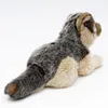 A plush toy wolf puppy lying down on a white background. Produktbild-Vorschau