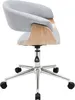 A modern office chair with gray fabric upholstery and a light wood shell, shown from a side angle on a white background. Produktbild-Vorschau
