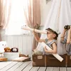 Relaxdays Aufbewahrungskorb 4er Set, Bambus mit Stoffbezug, Produktbild-Vorschau 3