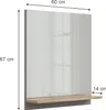 A mirror with a shelf attached, showing dimensions. Náhled obrázku produktu