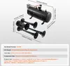 A product image showing a black air horn set and compressor with dimensions and product details listed below. Produktbild-Vorschau