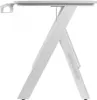 A white gaming desk with an X-shaped leg structure and a cup holder attached to the side. Produktbild-Vorschau
