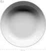 A top-down view of a white plate with a subtle gray gradient on the rim. Produktbild-Vorschau