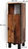 A tall, narrow wooden cabinet with black legs, shown against a white background with dimensions indicated. Náhled obrázku produktu