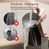 A person is rinsing a milk frother under running water, with inset images showing cleaning details. Produktbild-Vorschau