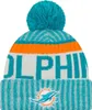 New Era NFL SIDELINE Winter Bobble Mütze - Miami Dolphins Náhľad obrázku produktu 1