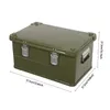 A green storage box with dimensions indicated by measurement lines and text. Podgląd zdjęcia produktu