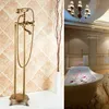 Volně stojící vanová baterie KRAN retro kartáčovaná mosaz Náhled obrázku produktu 2