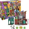 The image shows the packaging and assembled playset of the Teenage Mutant Ninja Turtles: Mutant Mayhem Headquarters. Produktbild-Vorschau