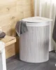BELIANI Úložný koš světle šedý bambus s víkem koš na prádlo Náhled obrázku produktu 2