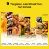 A collage of different food items with text overlay describing cooking presets. Produktbild-Vorschau