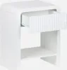 A white nightstand with an open drawer and a shelf. Produktbild-Vorschau
