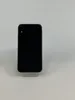 A black iPhone XR is displayed on a clear stand against a white background. Produktbild-Vorschau