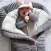Unisex Baby Schlafsack mit Handschuhen Gestrickt Wickeln Produktbild-Vorschau 5