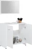 A white bathroom vanity cabinet with a mirror above, displaying decorative items and bathroom essentials. Anteprima dell’immagine prodotto